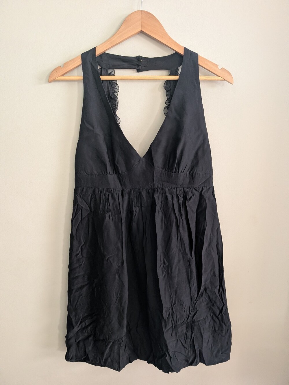 MM Couture Black Silk Mini Babydoll Dress Size M
